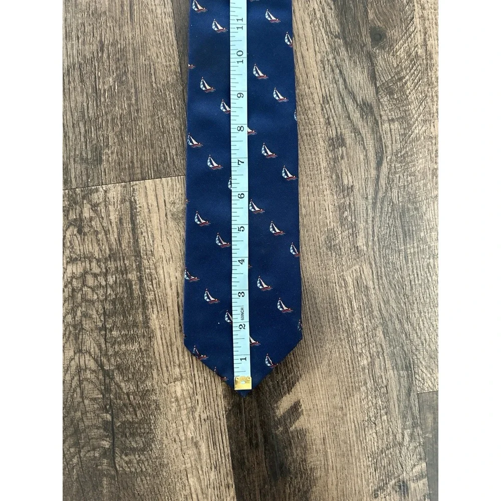 Mansure & Prettyman Sailboat Silk Tie‎ Navy Blue Nautical 58–60
